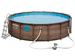 Avtagbar rund tubulär pool Bestway Rattan med filter 488x122 cm