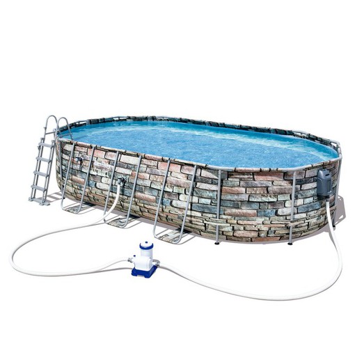 Detachable Tubular Pool Bestway Power Steel Oval 610x366x122 cm - 56719 - BESTWAY