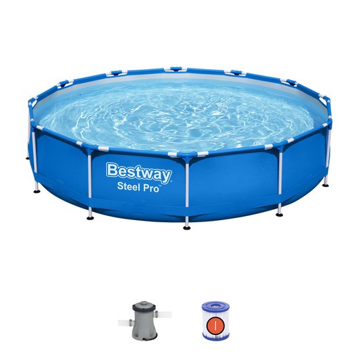 Avtagbar rörformad pool Bestway Steel Pro 366x76 cm med patronrenare på 1.249 l / h