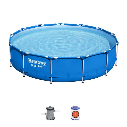 Removable Tubular Pool Bestway Steel Pro 396x84 cm with Cartridge Treatment Plant 2.006 L / H