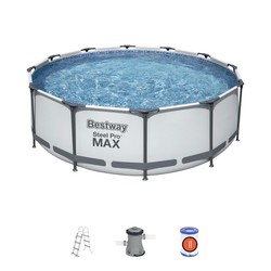 Aftagelig rørformet pool Bestway Steel Pro Max 366x100 cm med patronbehandlingsanlæg 2.006 L / H og stige