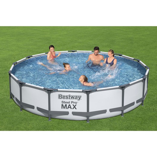 Aftagelig rørformet pool Bestway Steel Pro Max 427x84 cm med patronbehandlingsanlæg 2.006 L / H