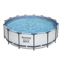 Afneembaar buisvormig Bestway Steel Pro Max zwembad 457x122 cm met filterpatroon 3.028 l/u afdekking en ladder
