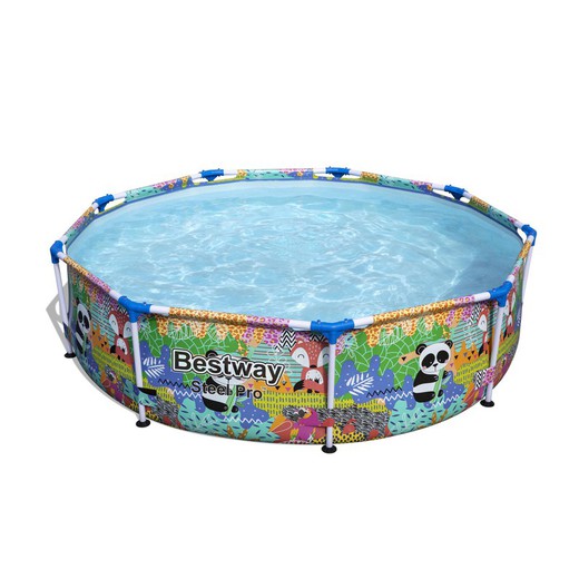 Abnehmbares Röhrenförmiges Pool für Kinder Bestway Steel Pro 274X66 cm Tierisches Design