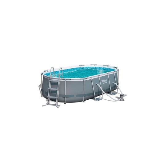 Removable Pool Tubular Oval Bestway Power Steel with cartridge cleaner 427x250x100 cm