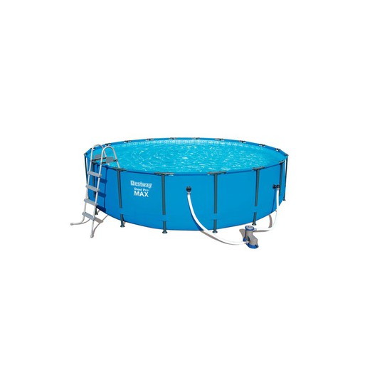 Bestway Steel Pro Max Abnehmbarer runder röhrenförmiger Pool mit Patronenwäscher 549 x 122 cm