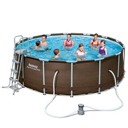 Avtagbar rund rörformad pool Bestway med vattenreningsverk 427x122 cm
