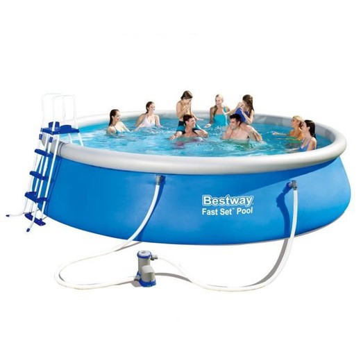 Bestway piscina inflável 549x122 cm cartucho e escada de tratamento