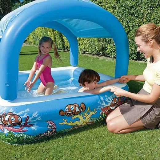 Children's Inflatable Pool with Parasol Bestway Canopy 147x147x122 cm