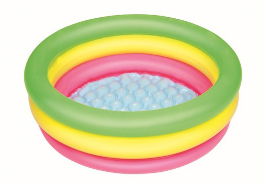 Opblaaszwembad 3 ringen kleuren zomer 70x24cm