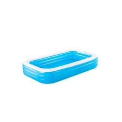 Familjuppblåsbar pool Deluxe blå rektangulär 305x183x56 cm Bestway