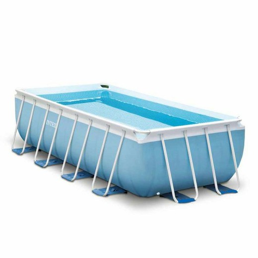 Intex röhrenförmiges rechteckiges Rahmenprisma 488 x 244 x 107 cm Pool mit Patronenfilter