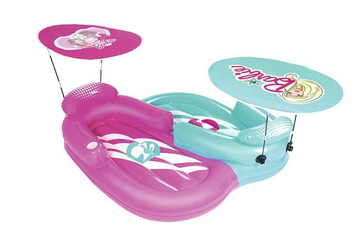 Set of two inflatable mattresses with parasol sporty girl 178x170cm Barbie