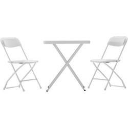 Conjunto de jardim dobrável 1 mesa + 2 cadeiras Bonaire Gardiun resina e aço branco