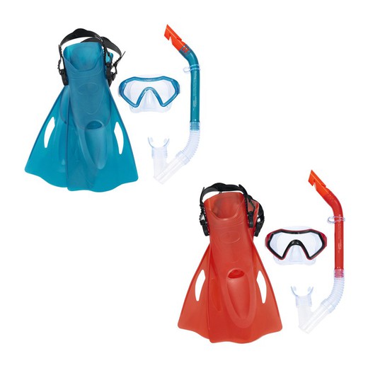 Set occhiali da sub con tubo da snorkeling e pinne taglia 37/41 Bestway per oltre 7 anni