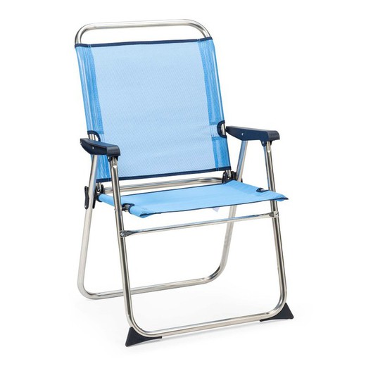 Chaise de plage Solenny Fixed Marinera avec dossier haut bleu