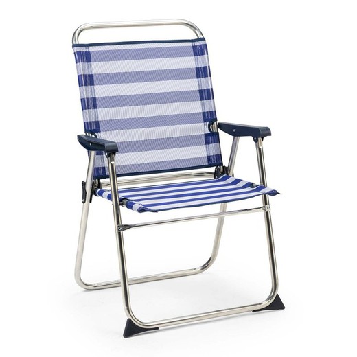 Solenny Fixed Marinera beach chair with High Blue and White Backrest