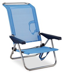 Beach Chair 4 Positions Solenny Blue with handles