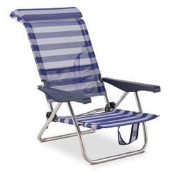 Sedia da spiaggia e letto Solenny a 4 posizioni con tasca posteriore con maniglie e testa regolabile in altezza