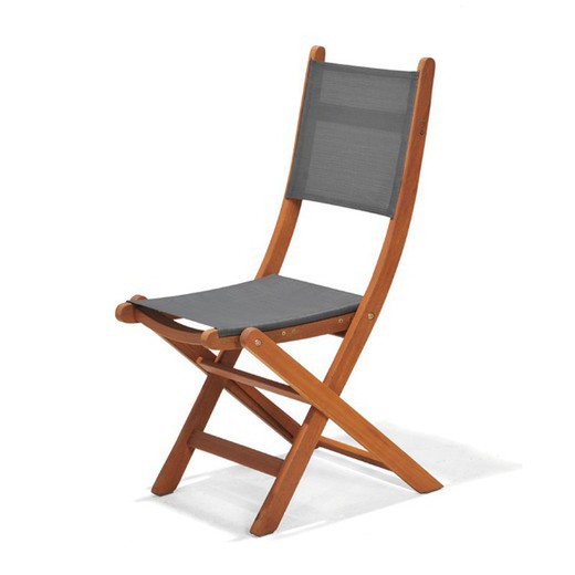 Chaise pliante en textile et bois d'Eucalyptus Chillvert 50,65 x 49,60 x 93,20 cm