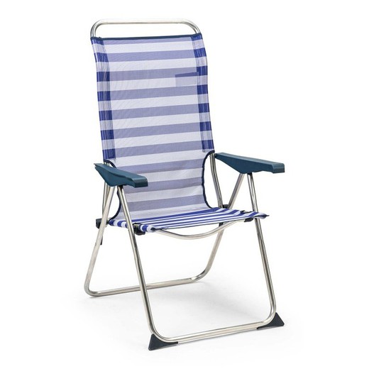 Beach Chair 5 Positions Solenny Anatomical Backrest Blue