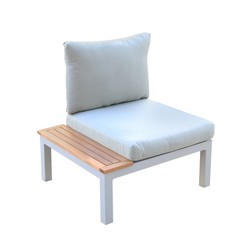 Poltrona da giardino in alluminio 78,2x76,6x73 cm grigia con tavolo e cuscini incorporati