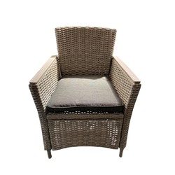 Synthetic Rattan and Steel Armchair 65x68.5x93.5 cm With Anthracite Cushion