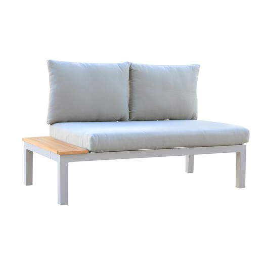 2-Sitzer Aluminium Gartensofa 138,2x76,6x73 cm Grau mit eingebautem Tisch und Kissen