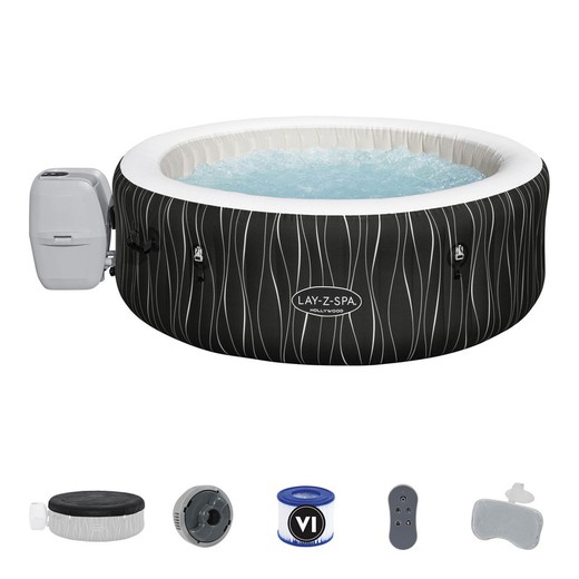 Inflatable Spa Bestway Lay-Z Hollywood 140 Bubbles AirJet 196x66 cm For 6 People Round Black with LED Light