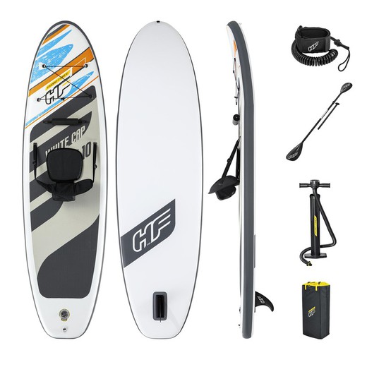 Tabla Paddle Surf Hinchable Bestway Hydro-Force White Cap Convertible 305x84x12 cm con Remo Doble, Asiento, Bomba y Bolsa de Viaje