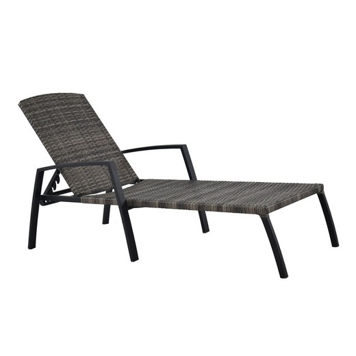 Garden Lounger 4 Positions Synthetic Rattan and Steel190x63x50 cm Gray