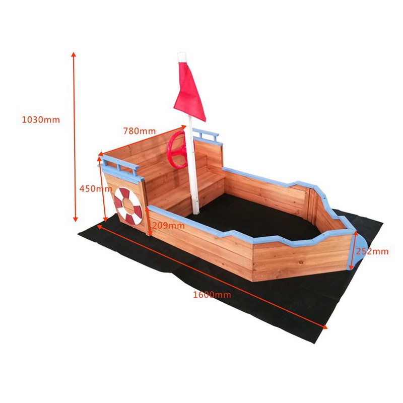 Træ båd Udendørs legetøj 158x78x100 cm — PoolFunStore