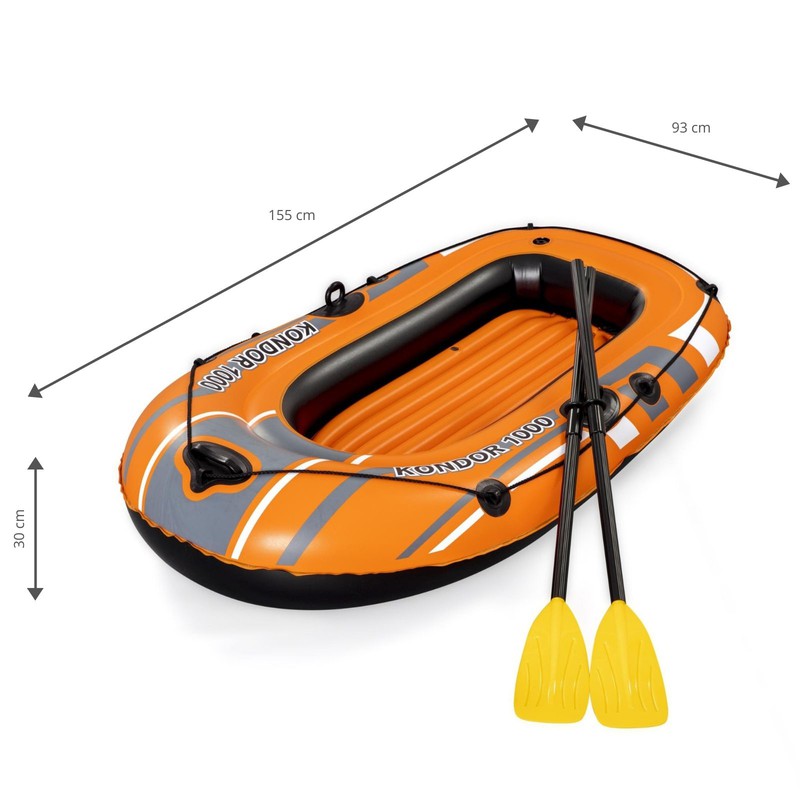 Barca Hinchable Bestway Hydro-Force Kondor 1000 155x93x30 cm 1 Persona Con  Remos — PoolFunStore