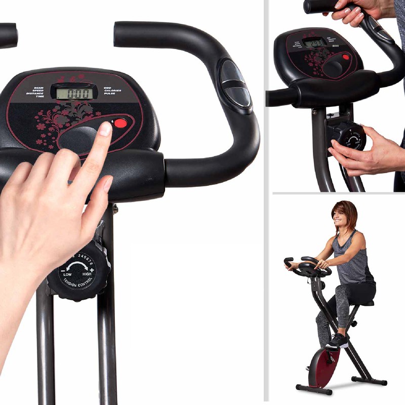 Sportneer Bicicleta estática 3 en 1 con 16 niveles de resistencia  magnética, bicicleta estática plegable, con silla extragrande, respaldo  plegable, pantalla LCD versátil : : Deportes y aire libre