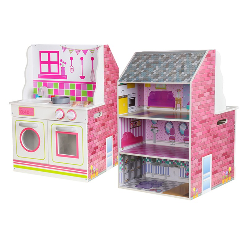 Puppenhaus und Küche 2 in 1 Estela Outdoor Toys de MDF 47,5x40x67,5 cm —  PoolFunStore