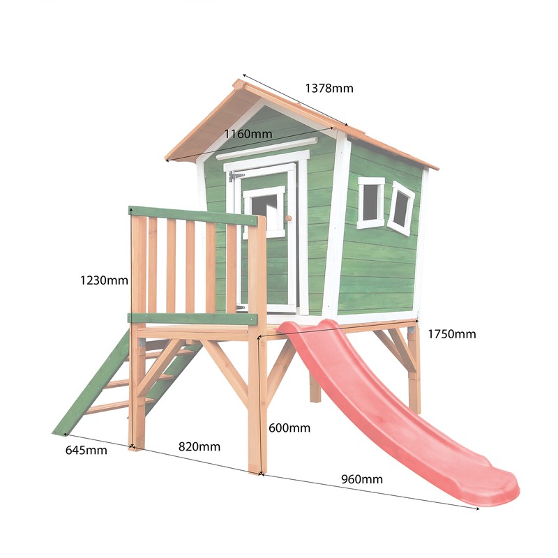 lichten Algemeen alleen Niké houten kinderhuisje met glijbaan Buitenspeelgoed 175x130x205 cm —  PoolFunStore