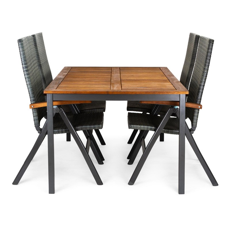 Glad ik ontbijt Vuil CHILLVERT- Blackbird FSC Eucalyptushout en aluminium tuintafel 160 x 100 x  74 cm en 4 stoelen — PoolFunStore