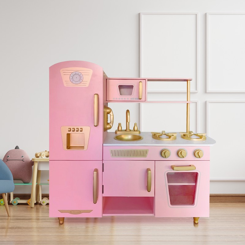 Kinderküche aus Holz Leire Pink Outdoor Toys 85x33x89 cm Vintage Rosa