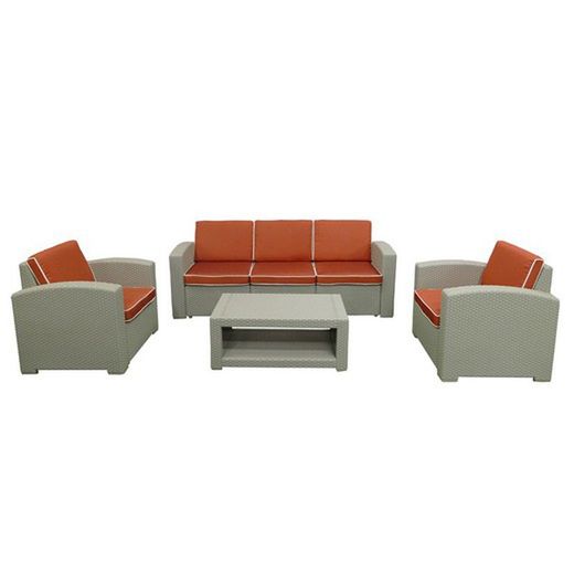 TREVISO - Conjunto Jardín Resina 1 sofá+ 2 Sillones + Mesa Gris Claro