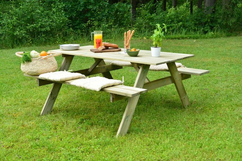 Picknicktisch aus Holz Gardiun 165 x 154 x 75 cm — PoolFunStore