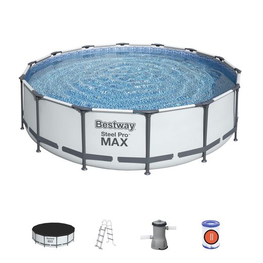 Piscina Fuori terra Bestway Steel Pro Max 427x107 cm con Pompa Filtro a Cartuccia 3.028 L/H Copertura e Scaletta