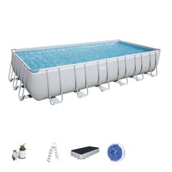 Piscina tubolare rettangolare staccabile Bestway Power Steel con impianto di trattamento delle acque 732x366x132 cm