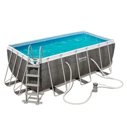 Piscina Desmontable Tubular Rectangular Bestway Rattan con Depuradora 412x201x122 cm
