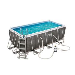 Piscina Desmontable Tubular Rectangular Bestway Rattan con Depuradora 412x201x122 cm