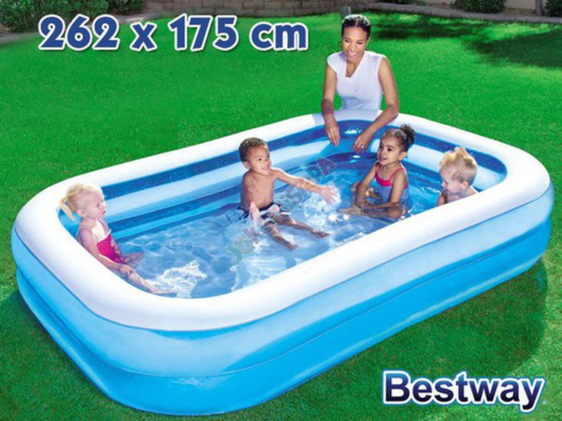 Kinderpool Family Pool Blue Rectangular Planschbecken 262x175x51cm Garten 