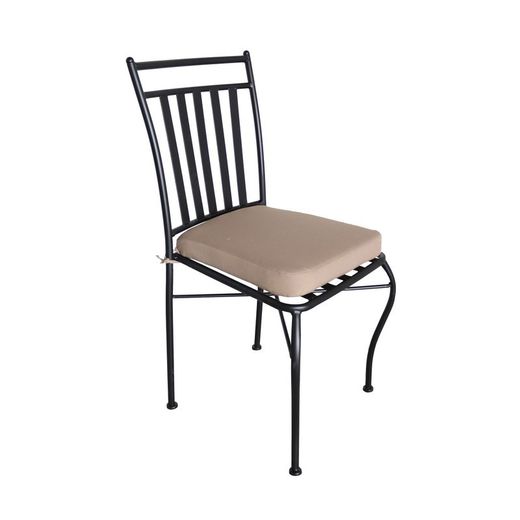 Havestol i stål 40,5x50,5x89 cm stabelbar sort med pude