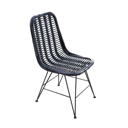 Silla de Ratán Natural Comedor 46x60x92 cm Negra