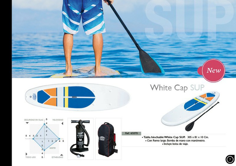 Tabla Paddle Surf Hinchable Bestway Hydro-force White Cap Convertible  305x84x12 Cm - Blanco
