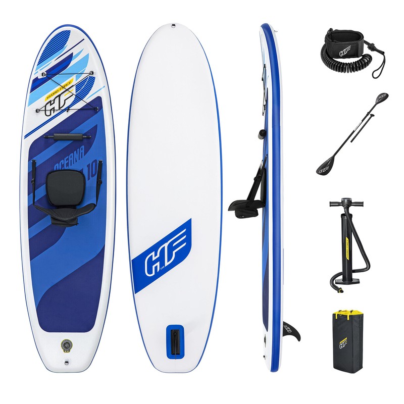 Tabla Paddle Surf Hinchable Bestway Hydro-Force Surf Oceana Convertible  305x84x12 cm con Remo Doble, Asiento, Bomba y Bolsa de Viaje — PoolFunStore